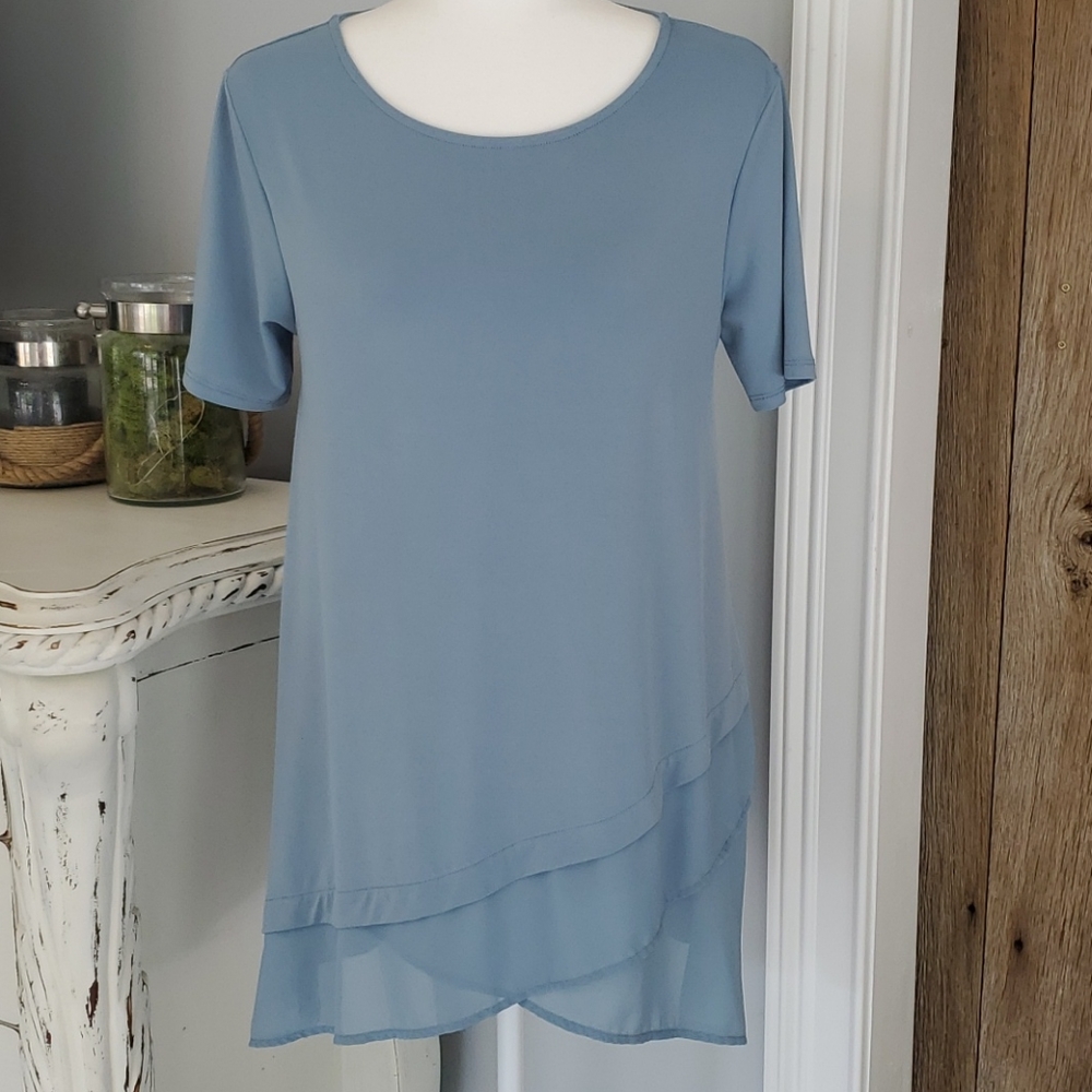 Zenana Outfitters women’s Small Dusty Blue Tunic Top Shirt